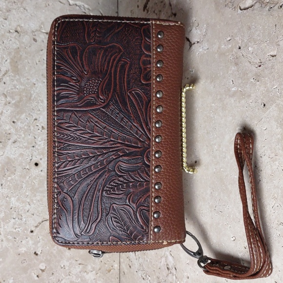 Trinity Ranch by Montana West Tooled Faux Leather Wristlet/Wallet - Picture 2 of 14
